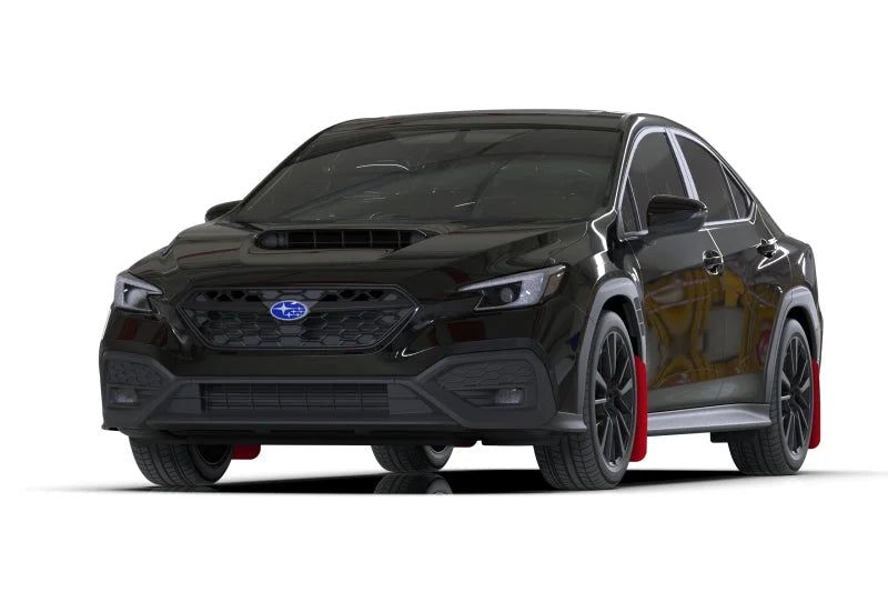 Rally Armor 22-25 Subaru WRX Red UR Mud Flap w/White Logo - Detail View