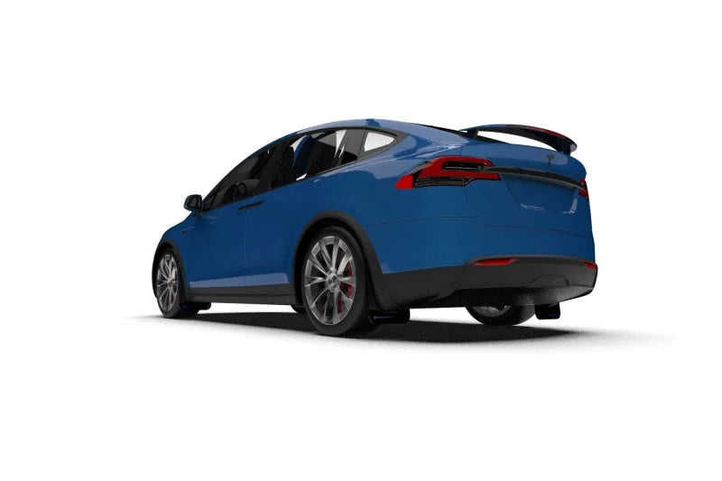 Rally Armor 22-26 Tesla Model X Black UR Mud Flap w/Blue Logo - Side View