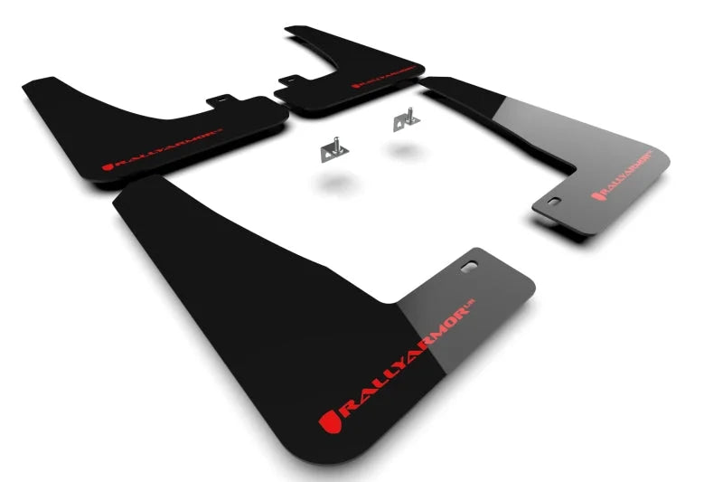 Rally Armor 22-26 Tesla Model X Black UR Mud Flap w/Red Logo - Main Product View