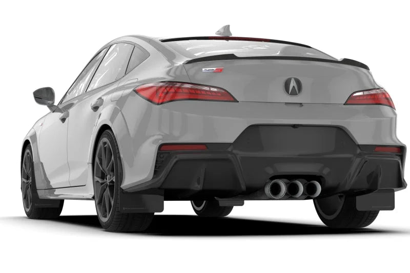 Rally Armor 23-25 Acura Integra A-Spec Black UR Mud Flap W/White Logo (No Drilling Req.) - Back View