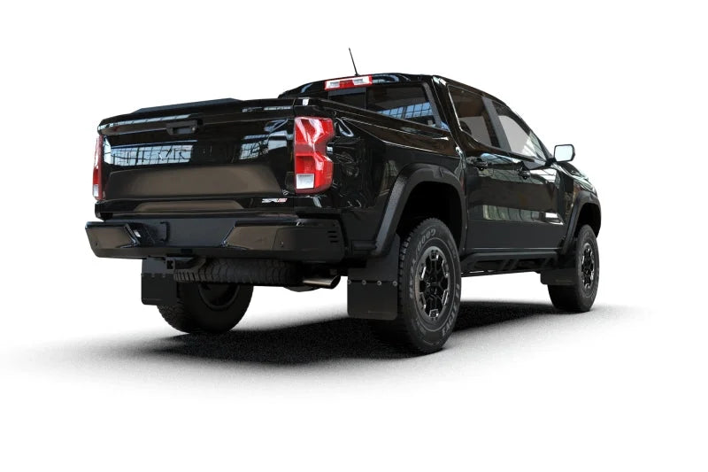 Rally Armor 23-25 Chevy Colorado ZR2 Black Mud Flap - Metallic Black Logo - Side View