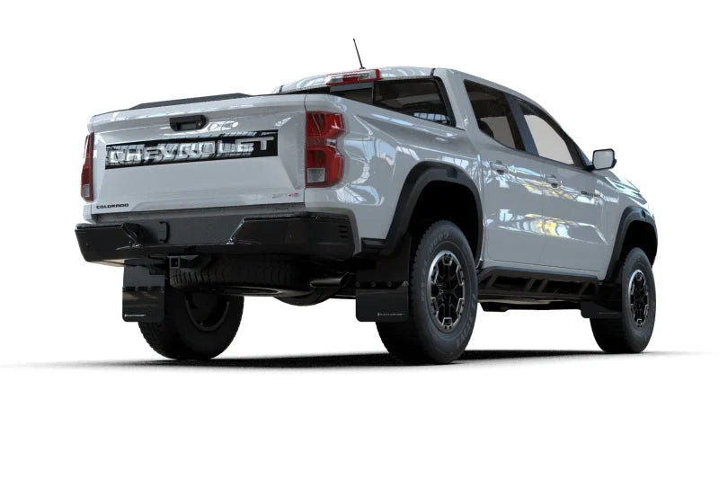 Rally Armor 23-25 Chevy Colorado ZR2 Black Mud Flap - White Logo - Detail View