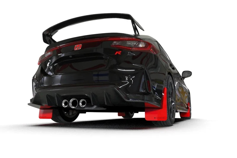 Rally Armor 23-25 Honda Civic Type R Red Mud Flap Black Logo - Back View