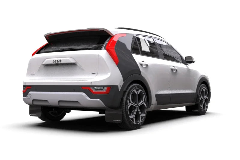Rally Armor 23-25 Kia Niro SG2 Black UR Mud Flap White Logo - Side View