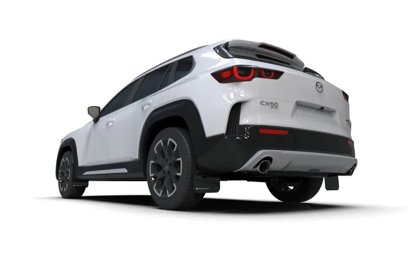 Rally Armor 23-25 Mazda CX-50 (Will Not Fit CX-5) Black UR Mud Flap W/Red Logo - Detail View