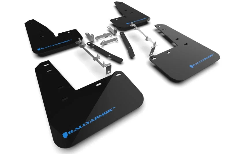 Rally Armor 23-25 Toyota GR Corolla Black Mud Flap w/Light Blue Logo - Main Product View