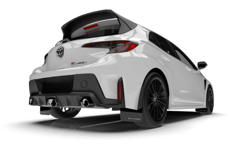 Rally Armor 23-25 Toyota GR Corolla Black Mud Flap w/Light Blue Logo - Back View