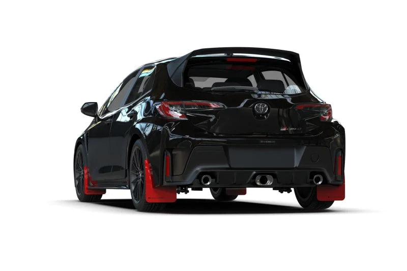 Rally Armor 23-25 Toyota GR Corolla Red UR Mud Flap w/White Logo - Back View