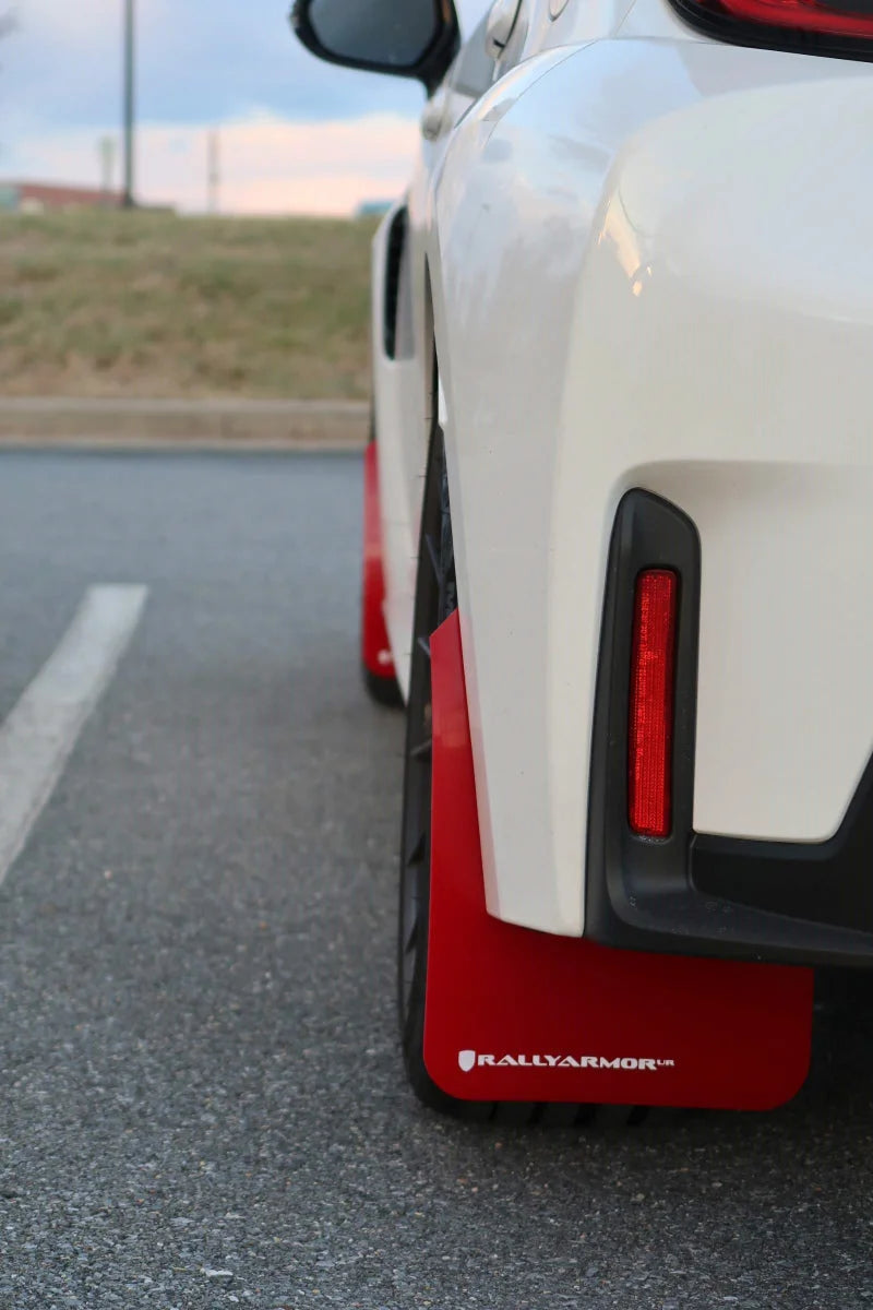 Rally Armor 23-25 Toyota GR Corolla Red UR Mud Flap w/White Logo - Additional View 11