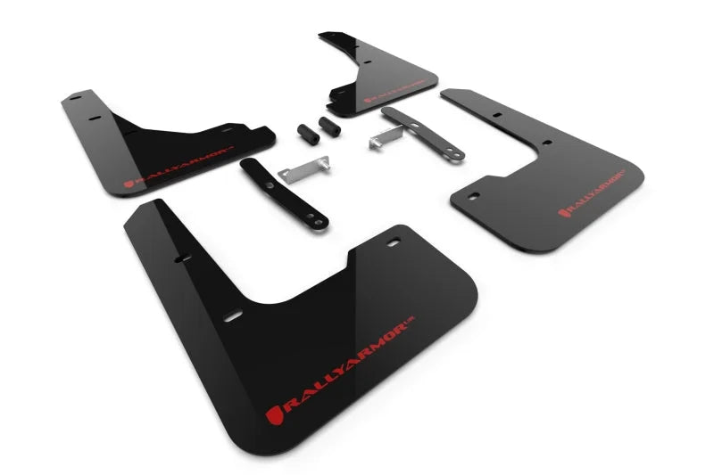 Rally Armor 24-25 Hyundai Elantra Black Mud Flap Red Logo - Main Product View