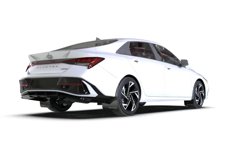 Rally Armor 24-25 Hyundai Elantra Black Mud Flap Red Logo - Installation View
