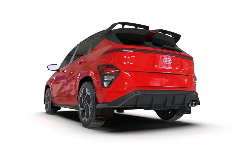 Rally Armor 24-25 Hyundai Kona N Line Black UR Mud Flap - Metallic Black Logo - Side View