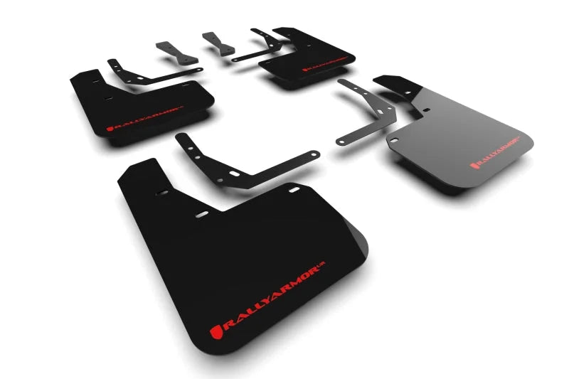 Rally Armor 24-25 Hyundai Kona N Line Black UR Mud Flap - Red Logo - Main Product View