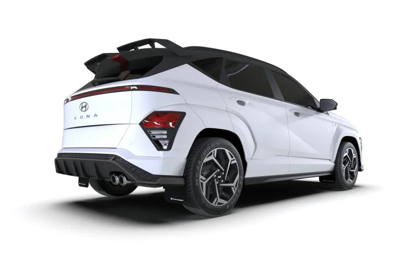 Rally Armor 24-25 Hyundai Kona N Line Black UR Mud Flap - White Logo - Side View
