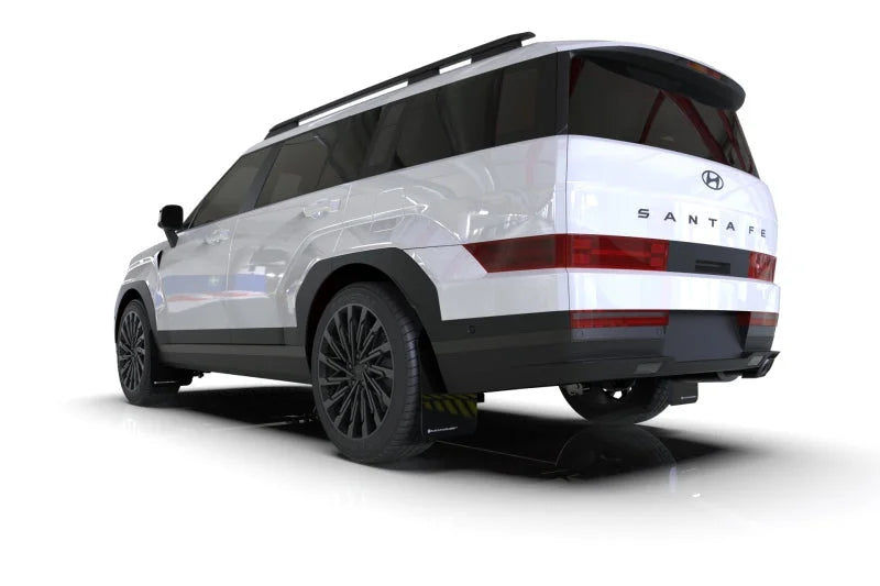 Rally Armor 24-25 Hyundai Santa Fe Black Mud Flap w/White Logo - Side View