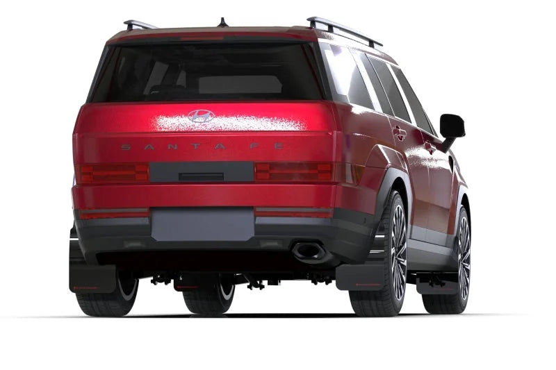 Rally Armor 24-25 Hyundai Santa Fe Black Mud Flap w/White Logo - Detail View