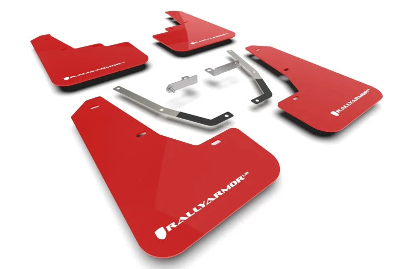 Rally Armor 24-25 Subaru Crosstrek Red UR Mud Flap White Logo - Main Product View
