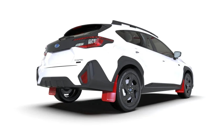 Rally Armor 24-25 Subaru Crosstrek Red UR Mud Flap White Logo - Detail View