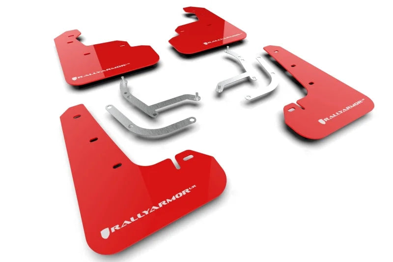 Rally Armor 24-25 Subaru Impreza Red UR Mud Flap w/ White Logo - Main Product View