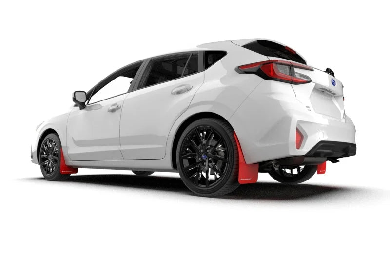 Rally Armor 24-25 Subaru Impreza Red UR Mud Flap w/ White Logo - Side View