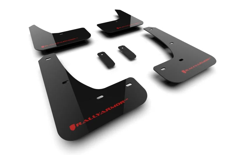 Rally Armor 24-25 Tesla Model 3 Highland Black UR Mud Flap Red Logo - Main Product View