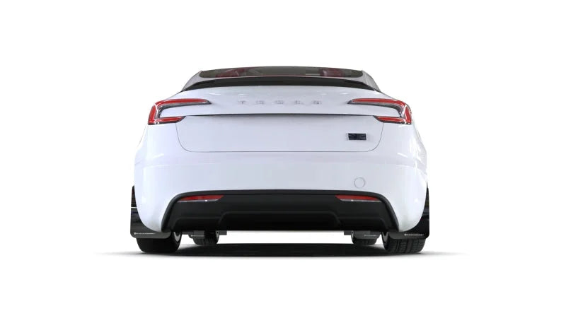 Rally Armor 24-25 Tesla Model 3 Highland Black UR Mud Flap Red Logo - Side View