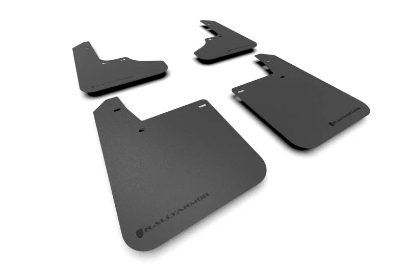 Rally Armor 93-01 Subaru Impreza RS Basic Black Mud Flap w/ Black Logo - Side View