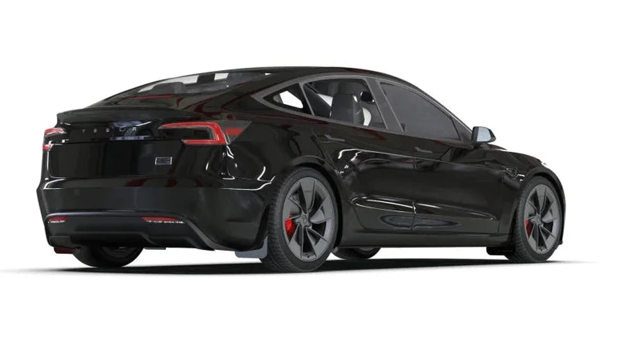 Rally Armor 24-25 Tesla Model 3 Highland Black UR Mud Flap White Logo - Additional View 5