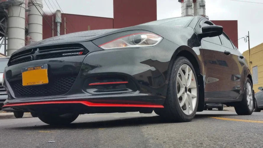 Rally Armor 13-16 Dodge Dart Black UR Mud Flap w/ Grey Logo - Back View