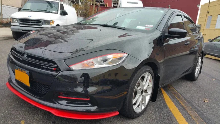 Rally Armor 13-16 Dodge Dart Black UR Mud Flap w/ Grey Logo - Installation View