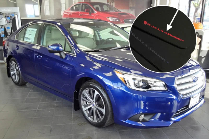 Rally Armor Black UR Mud Flap w/ Silver Logo fits 2015-2019 Subaru Legacy / 2015-2019 Subaru Legacy 2.5I - Back View