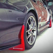 Load image into Gallery viewer, Rally Armor 15-21 Subaru WRX/STI Red Mud Flap White Altered Font Logo - Back View