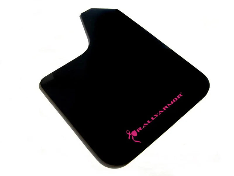 Rally Armor Universal Fit (No Hardware) Basic Black Mud Flap w/ Pink Logo - Main Product View