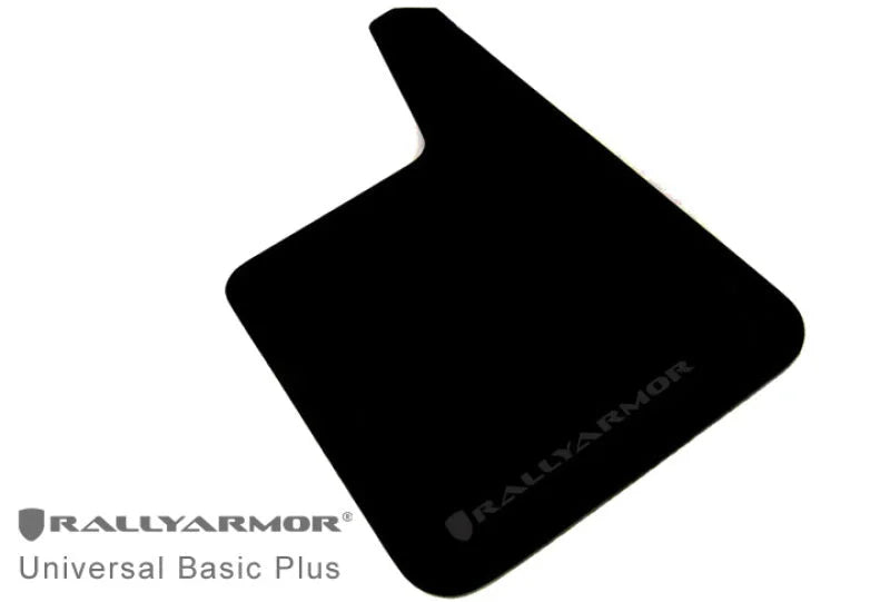 Rally Armor Universal Fit (No Hardware) Basic Plus Black Mud Flap w/ Black Logo - Main Product View