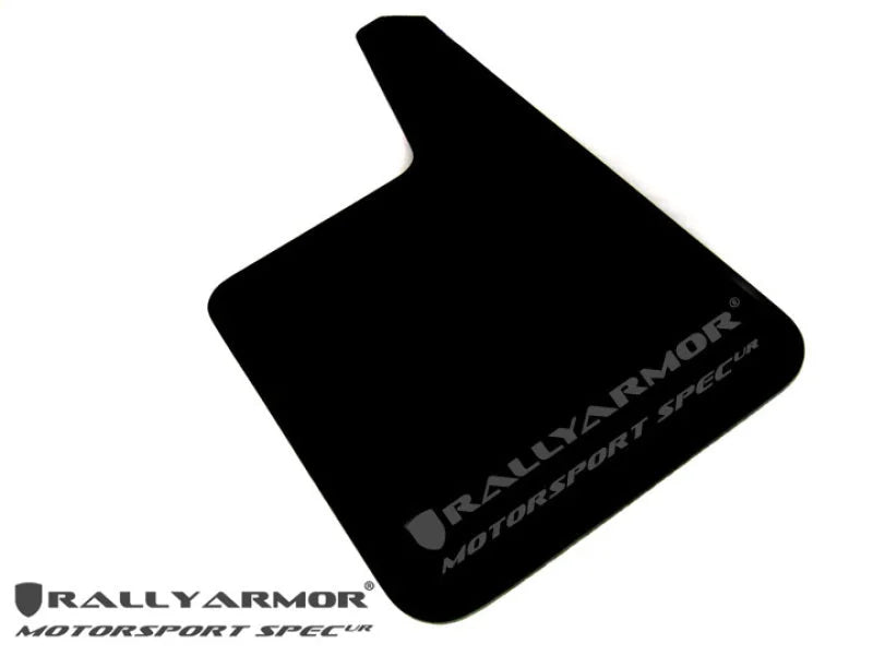Rally Armor Universal Fit (No Hardware) Motorsport Spec Black UR Mud Flap w/ Gray Logo - Main Product View