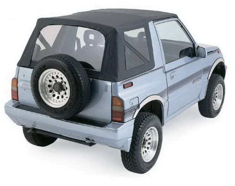 Rampage 1988-1994 Geo Tracker Soft Top OEM Replacement - Black Denim - Back View