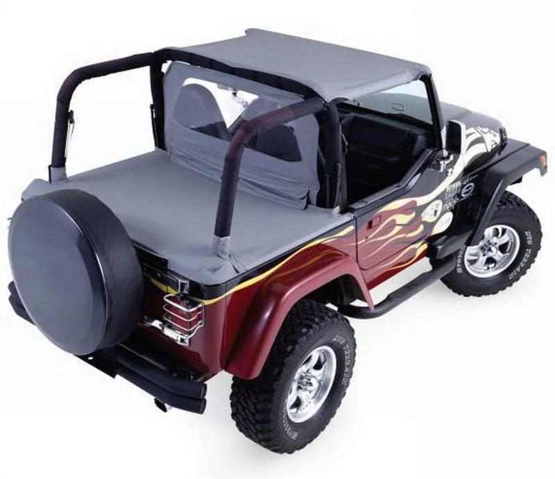 Rampage 1992-1995 Jeep Wrangler(YJ) Cab Soft Top And Tonneau Cover - Black Denim - Side View