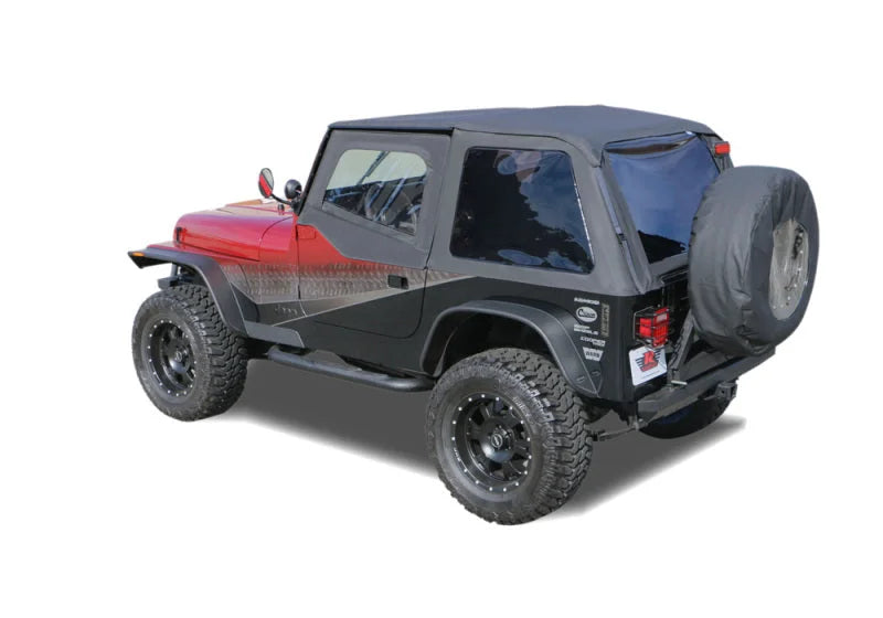 Rampage 1992-1995 Jeep Wrangler(YJ) Frameless Soft Top Kit - Black Diamond - Back View