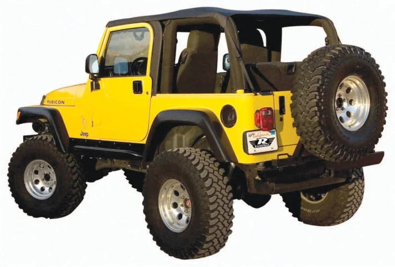 Rampage 1997-2006 Jeep Wrangler(TJ) Excludes LJ Unlimited Frameless Soft Top Kit - Black Diamond - Side View