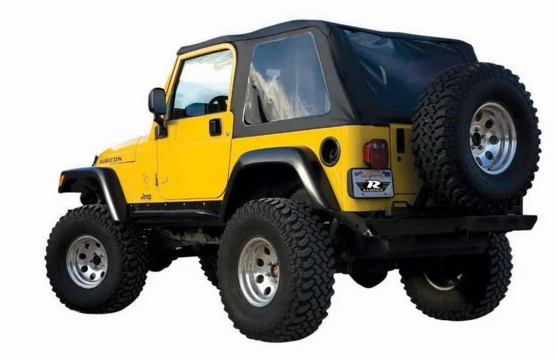 Rampage 1997-2006 Jeep Wrangler(TJ) Excludes LJ Unlimited Frameless Soft Top Kit - Black Diamond - Back View
