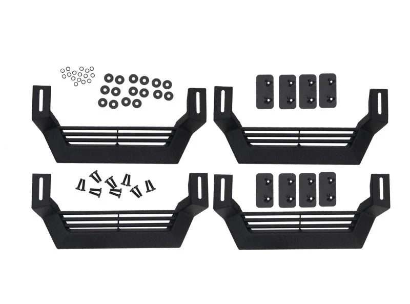 Rampage 1999-2019 Jeep Rock Rail Short Step Universal 4 Piece Set - Black - Detail View