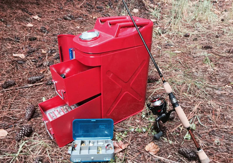 Rampage 1999-2019 Universal Trail Can Utility/Tool Box - Red - Side View