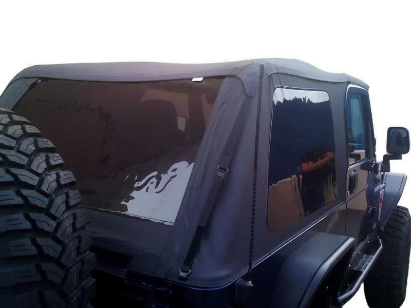 Rampage 2004-2006 Jeep Wrangler(TJ) LJ Unlimited Frameless Soft Top Kit - Black Diamond - Back View