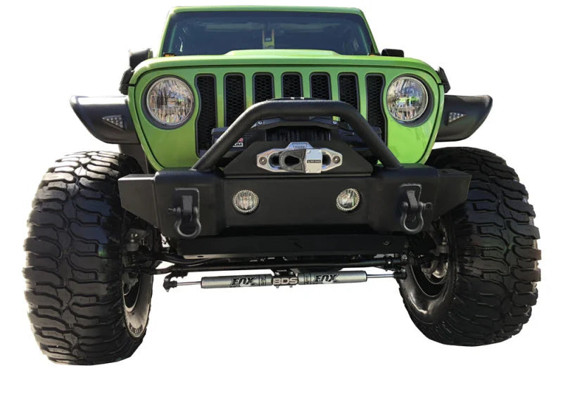 Rampage 2007-2018 Jeep Wrangler(JK) Recovery Bumper Stubby Front - Black - Side View