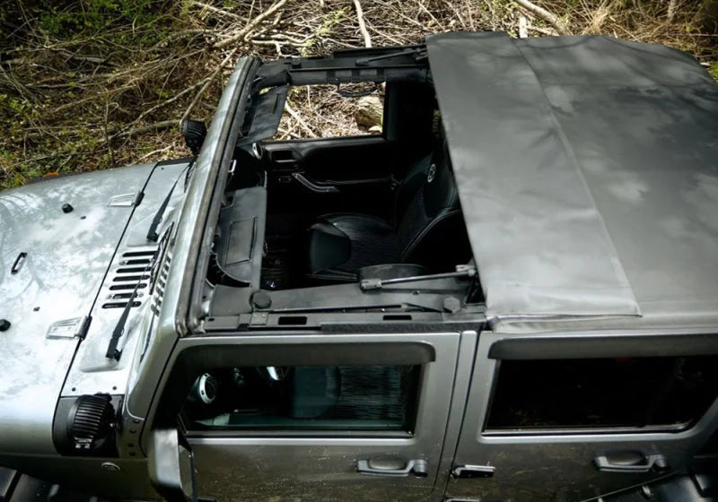 Rampage 2007-2018 Jeep Wrangler(JK) Unlimited 4-Door Trailview Tonneau Top - Black Diamond - Back View