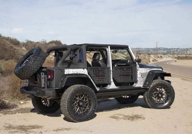 Rampage 2007-2018 Jeep Wrangler(JK) Unlimited 4-Door Trailview Tonneau Top - Black Diamond - Installation View