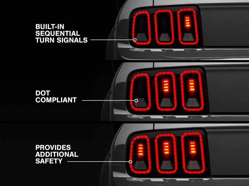 Raxiom 05-09 Ford Mustang Gen5 Tail Lights- Black Housing (Smoked Lens) - Side View