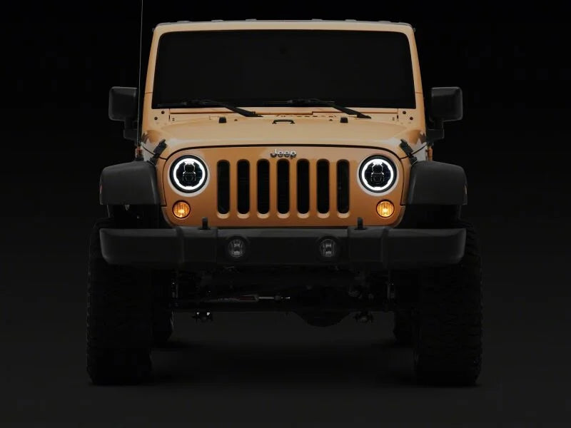 Raxiom 07-18 Jeep Wrangler Axial Series 7-Inch LED Headlights w DRL/ Black Housing - Clear Lens - Additional View 6