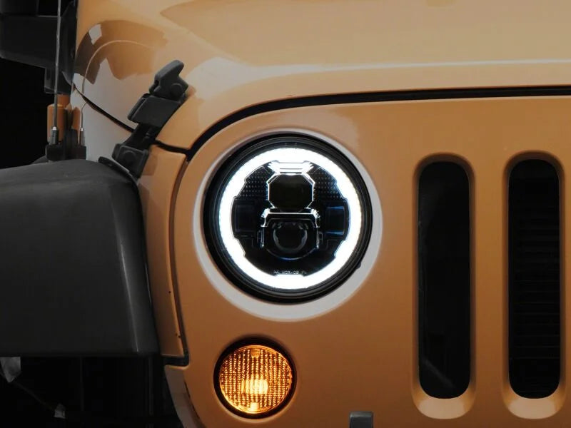 Raxiom 07-18 Jeep Wrangler Axial Series 7-Inch LED Headlights w DRL/ Black Housing - Clear Lens - Additional View 10