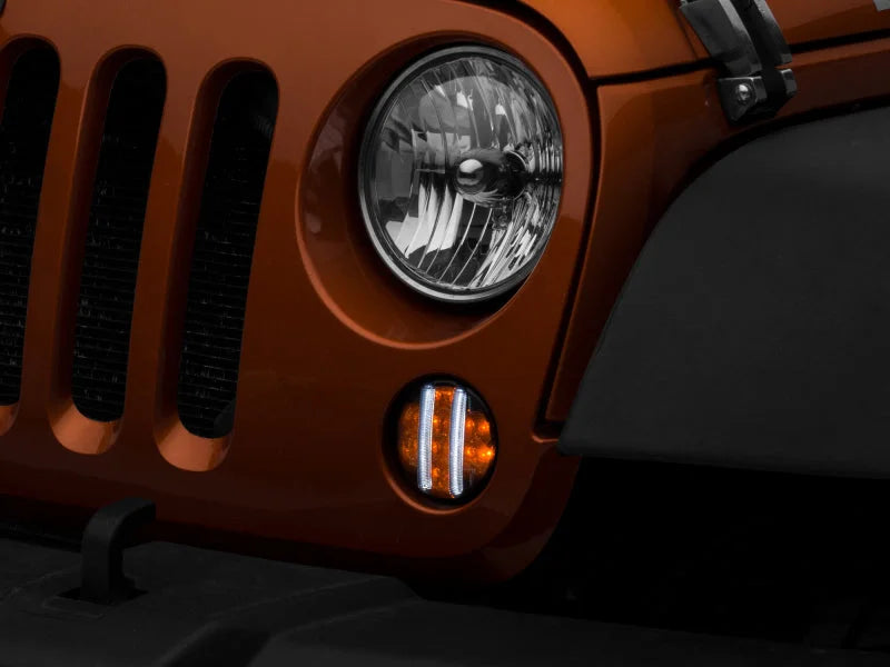 Raxiom 07-18 Jeep Wrangler JK Axial Series LED Front Turn Signals (Smoked) - Side View